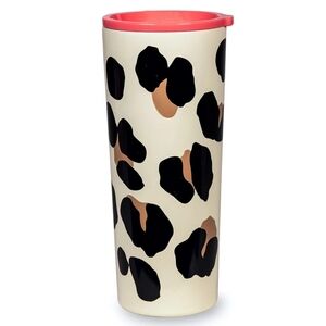 Kate Spade Leopard Print Tumbler with Pink Lid